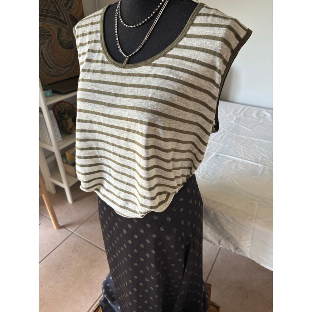 BANANA REPUBLIC Linen Blend Striped Pullover Knit Tank Top Women's Size XL